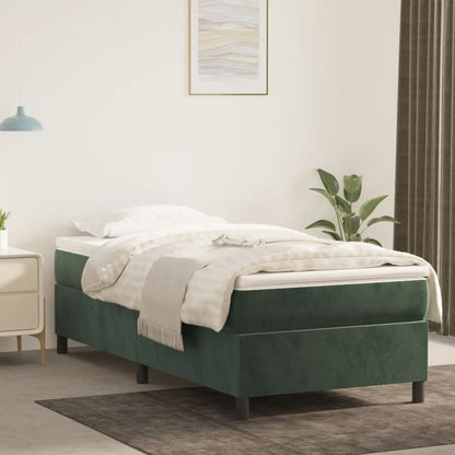 Bed Boxspring Zonder Matras Fluweel Donkergroen