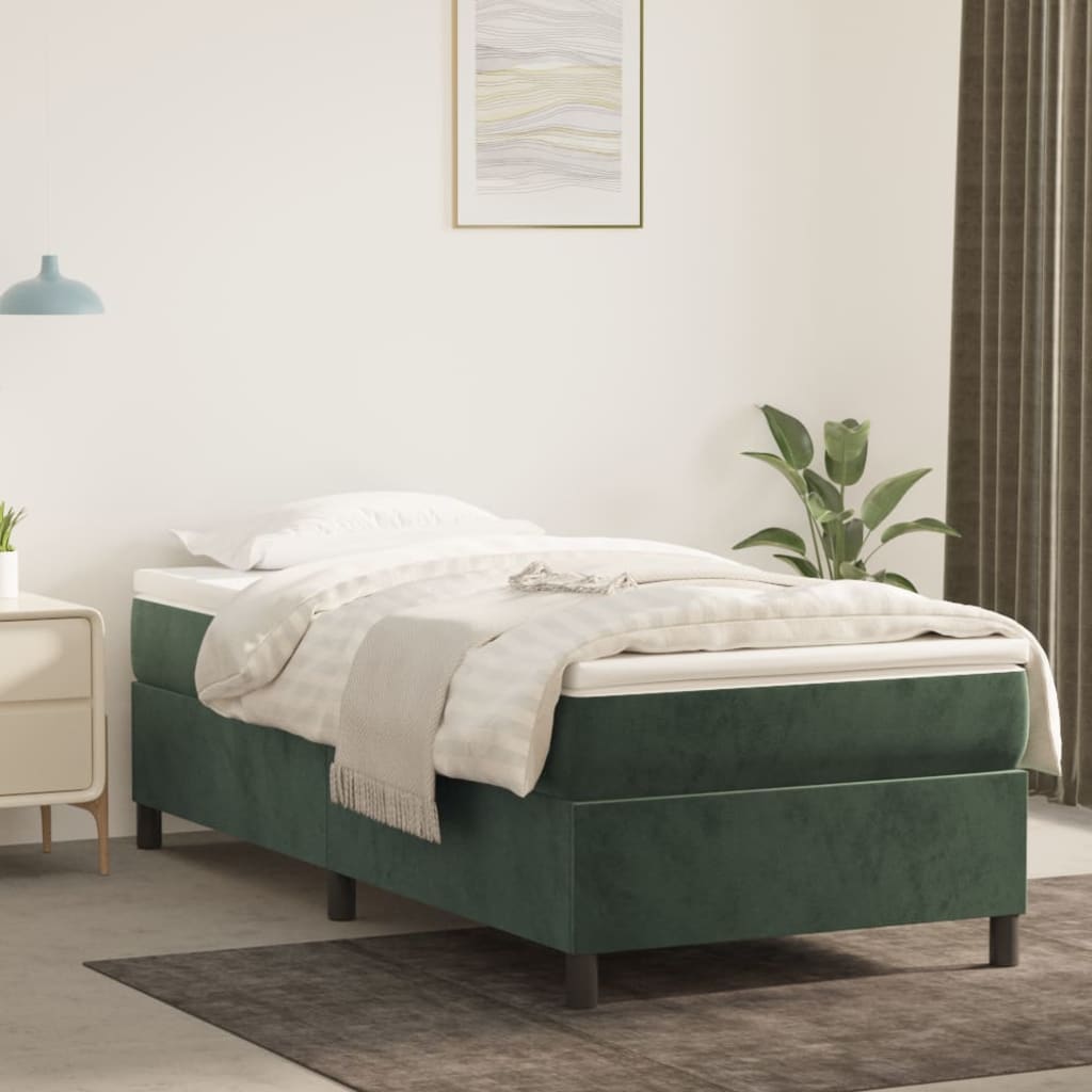 Bed Boxspring Zonder Matras Fluweel Donkergroen
