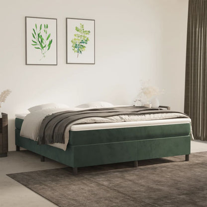 Bed Boxspring Zonder Matras Fluweel Donkergroen