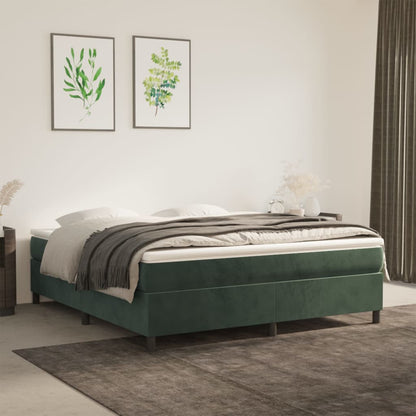 Bed Boxspring Zonder Matras Fluweel Donkergroen