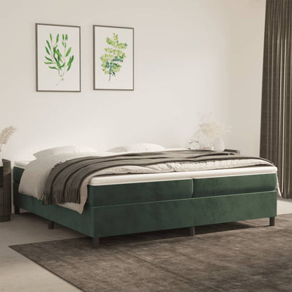 Bed Boxspring Zonder Matras Fluweel Donkergroen