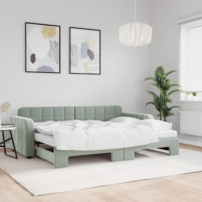 Slaapbank Onderschuifbed Matrassen 90X190Cm Fluweel