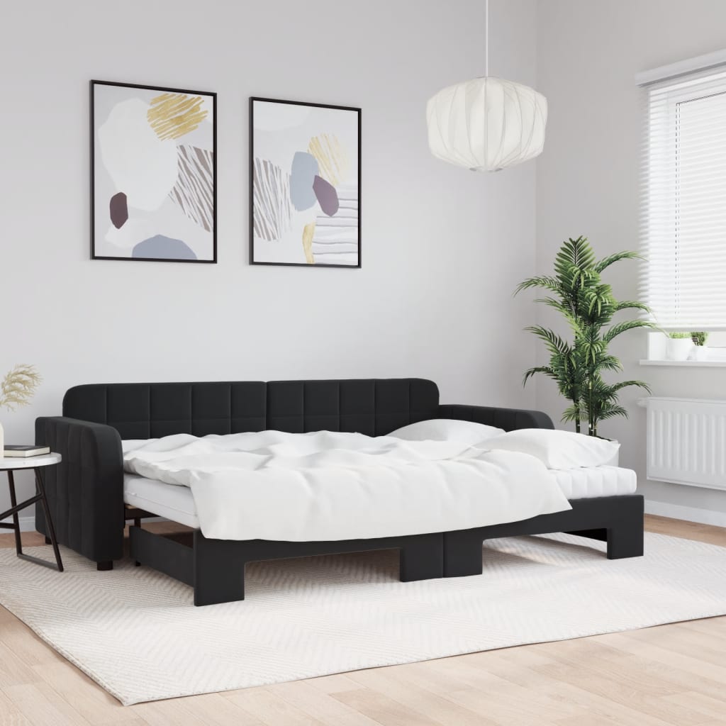 Slaapbank Onderschuifbed Matrassen 90X190Cm Fluweel