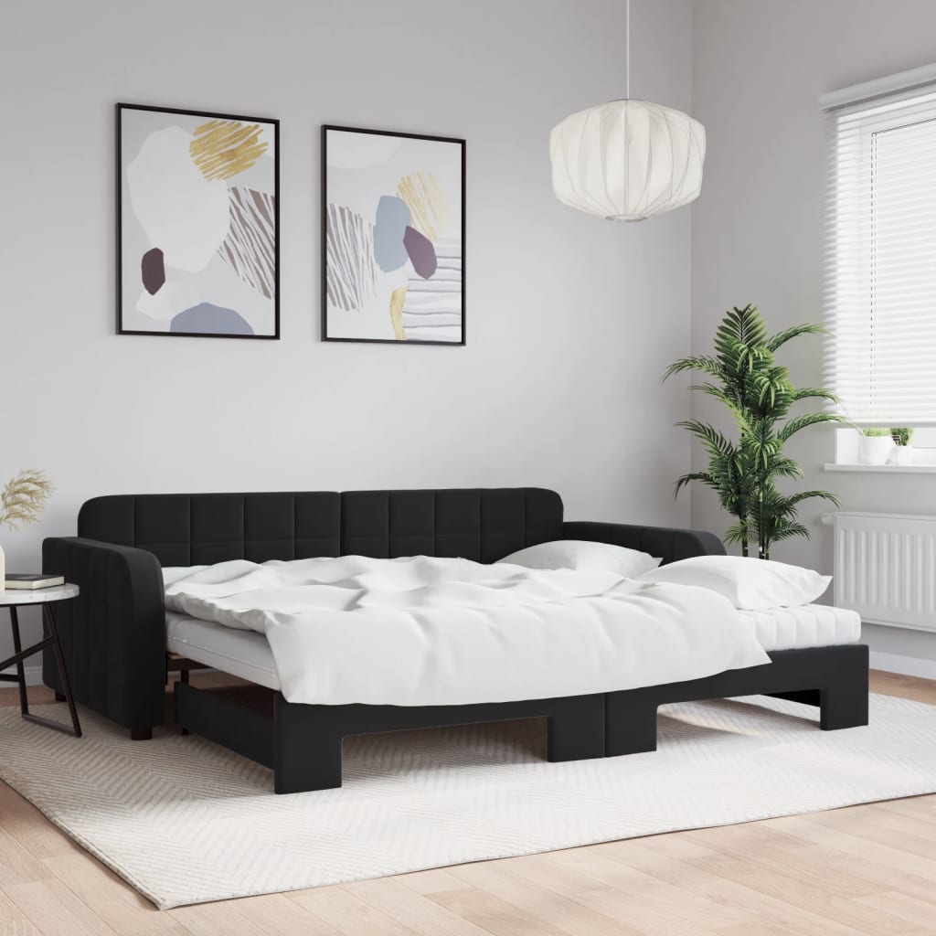 Slaapbank Onderschuifbed Matrassen 90X190Cm Fluweel