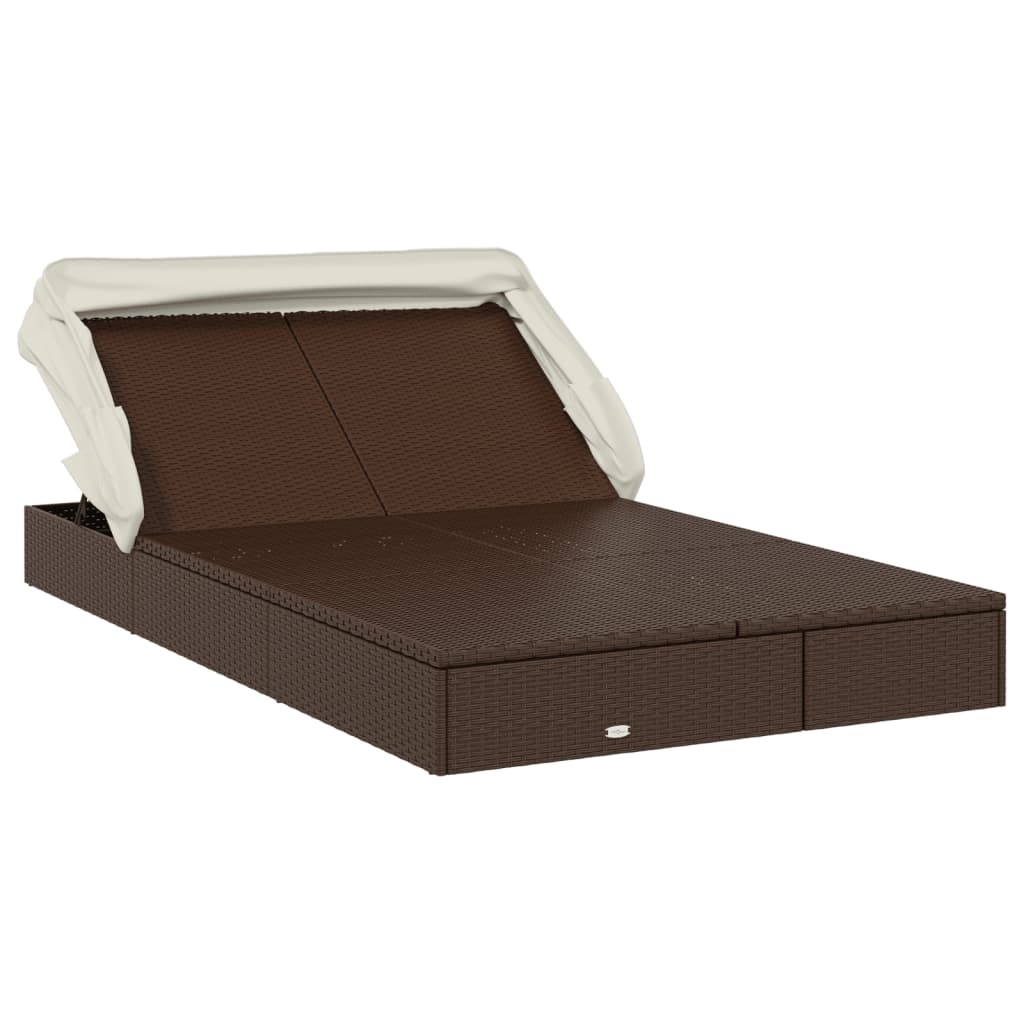 Ligbed 2-Persoons Met Dak 213X118X97 Cm Poly Rattan