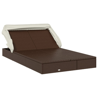 Ligbed 2-Persoons Met Dak 213X118X97 Cm Poly Rattan
