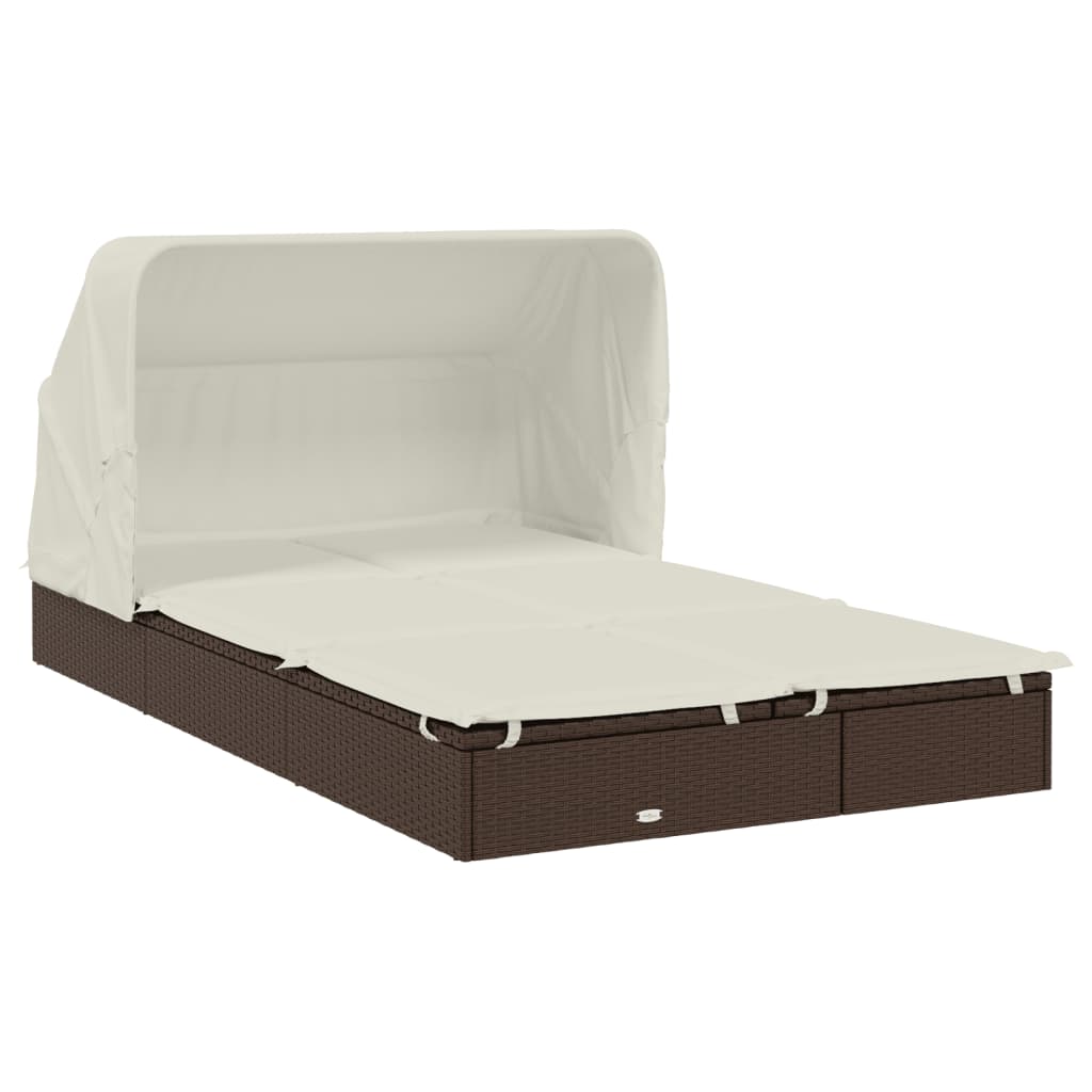 Ligbed 2-Persoons Met Dak 213X118X97 Cm Poly Rattan