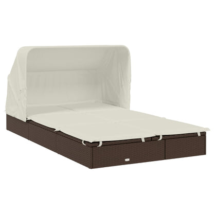 Ligbed 2-Persoons Met Dak 213X118X97 Cm Poly Rattan
