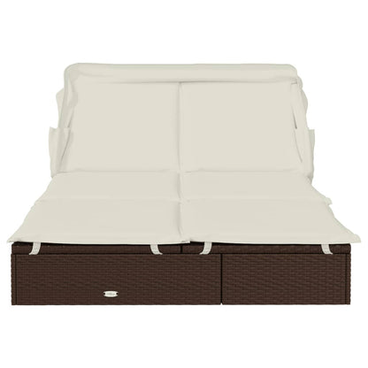 Ligbed 2-Persoons Met Dak 213X118X97 Cm Poly Rattan