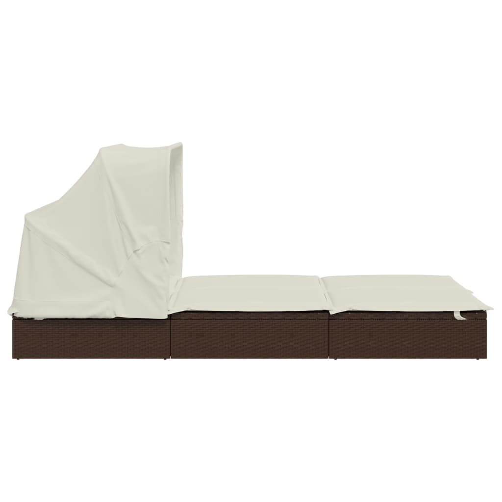 Ligbed 2-Persoons Met Dak 213X118X97 Cm Poly Rattan