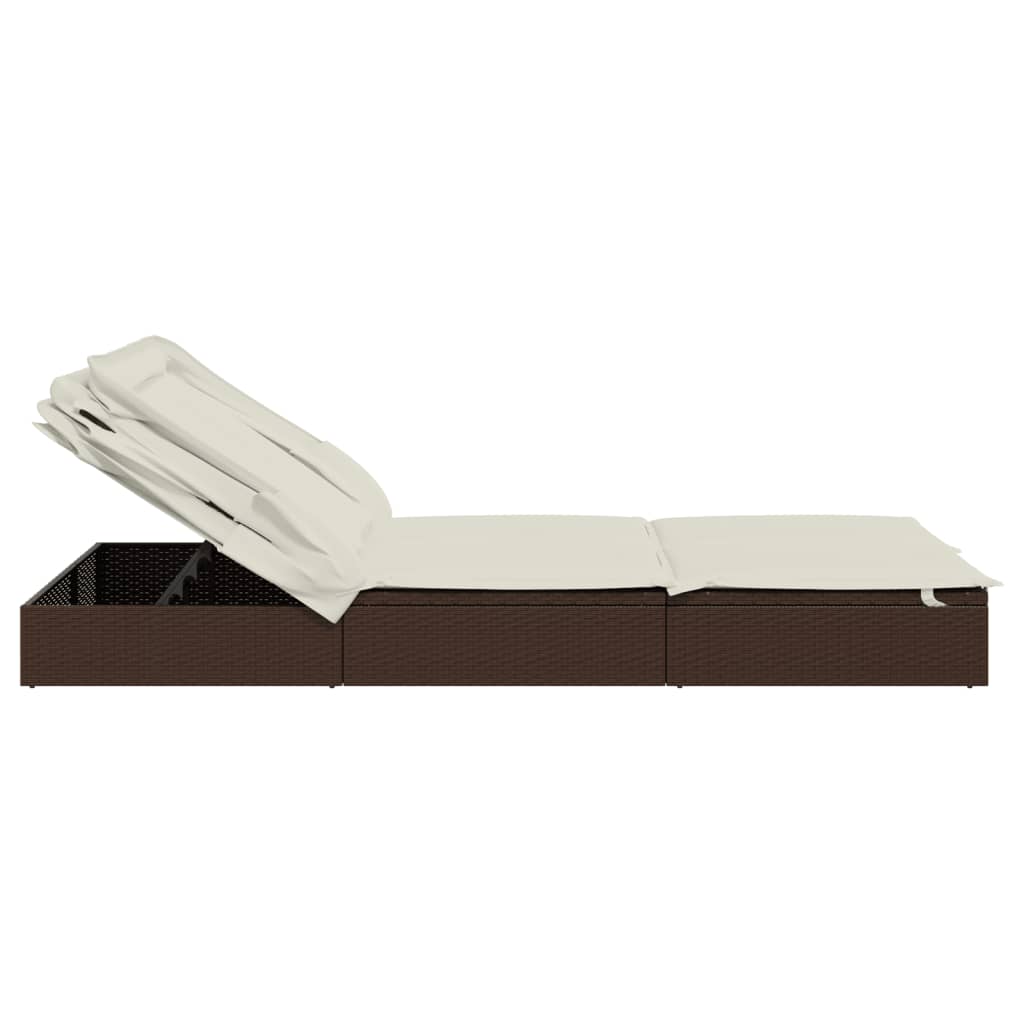 Ligbed 2-Persoons Met Dak 213X118X97 Cm Poly Rattan