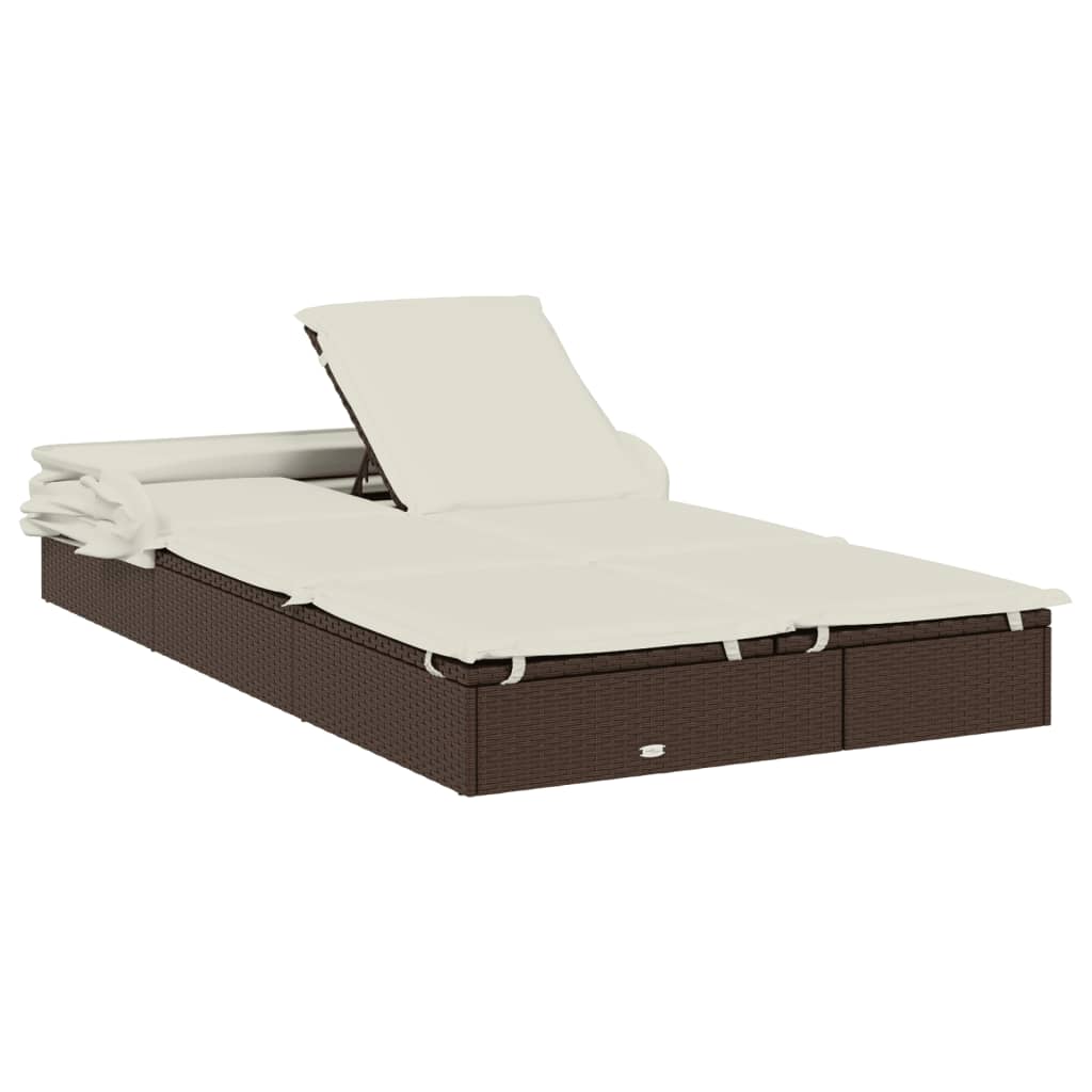 Ligbed 2-Persoons Met Dak 213X118X97 Cm Poly Rattan