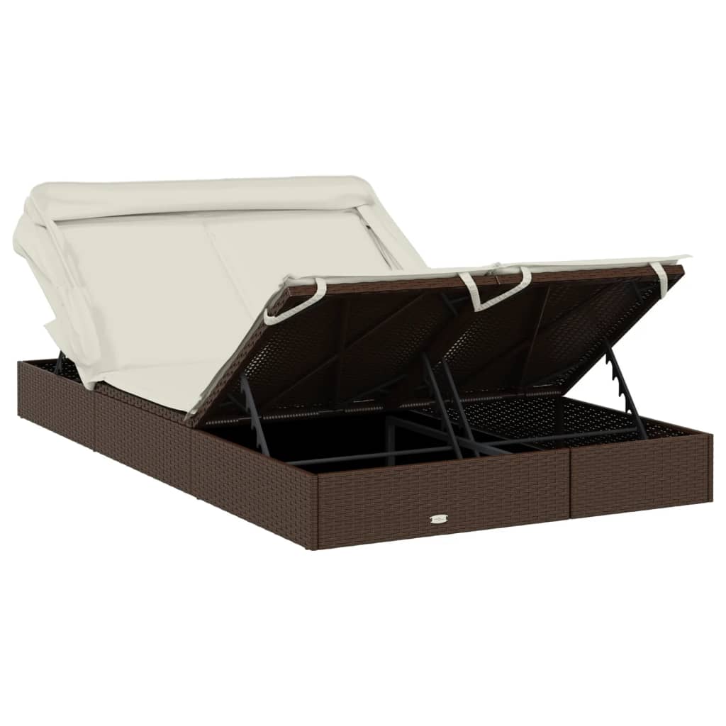 Ligbed 2-Persoons Met Dak 213X118X97 Cm Poly Rattan
