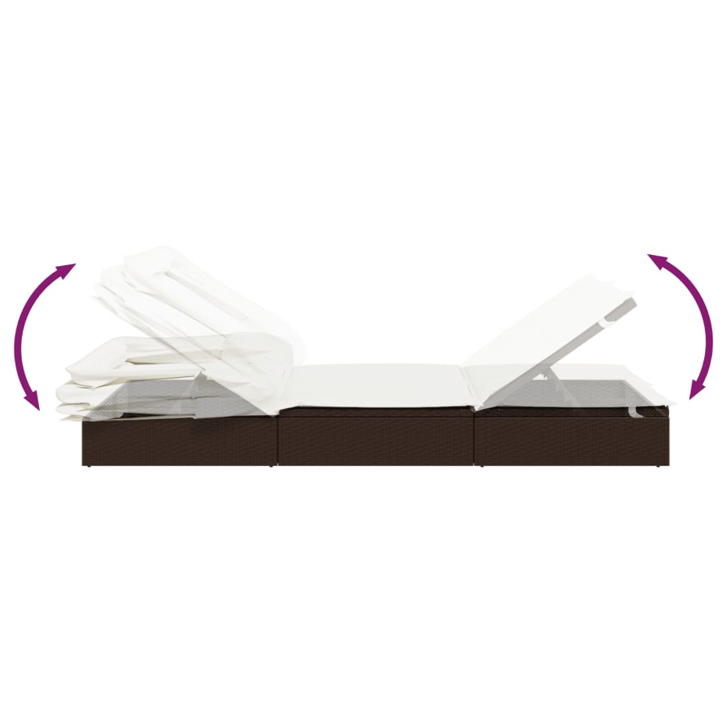 Ligbed 2-Persoons Met Dak 213X118X97 Cm Poly Rattan