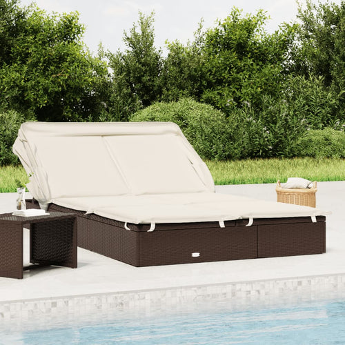Ligbed 2-Persoons Met Dak 213X118X97 Cm Poly Rattan