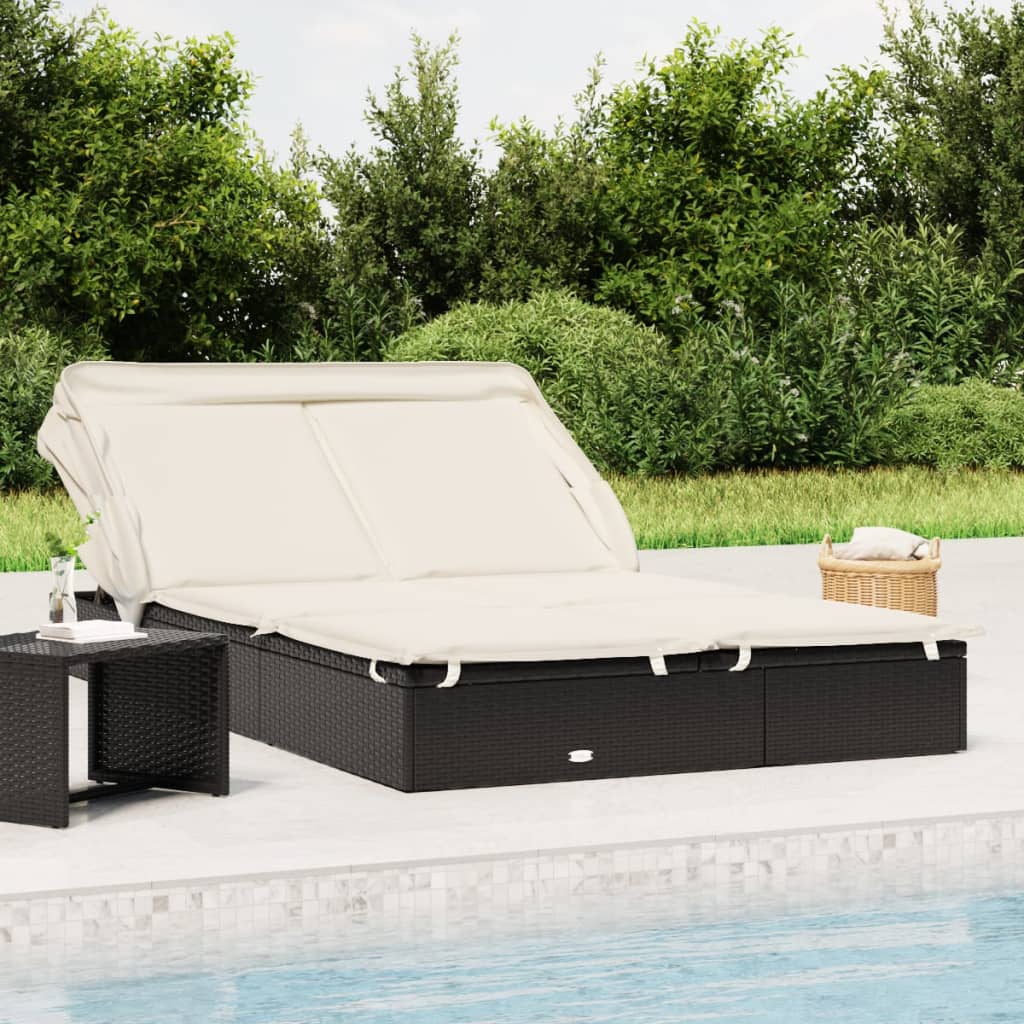 Ligbed 2-Persoons Met Dak 213X118X97 Cm Poly Rattan
