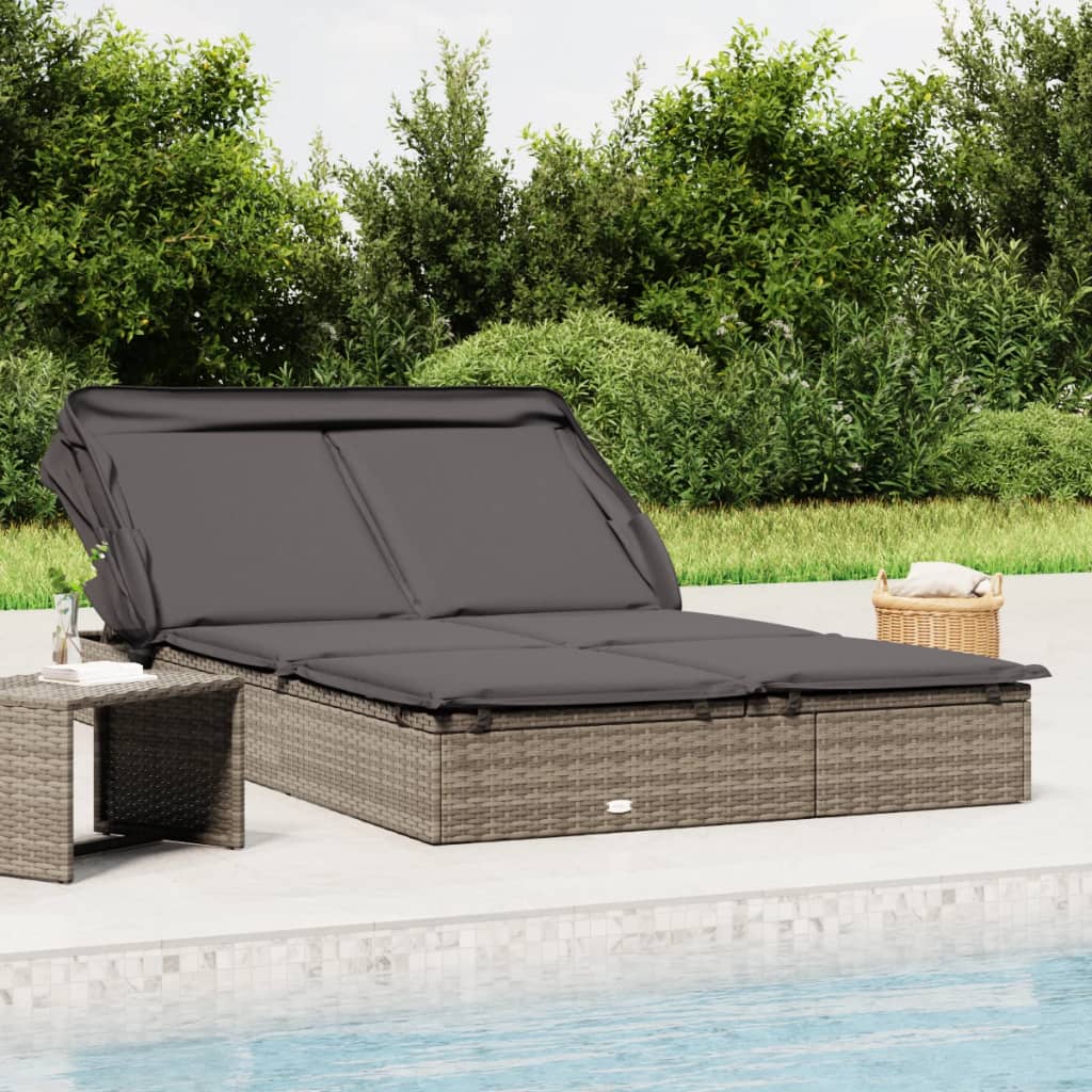 Ligbed 2-Persoons Met Dak 213X118X97 Cm Poly Rattan