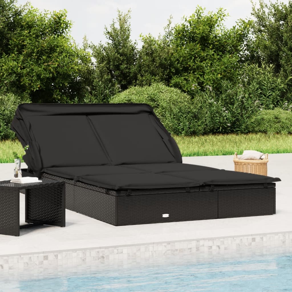 Ligbed 2-Persoons Met Dak 213X118X97 Cm Poly Rattan