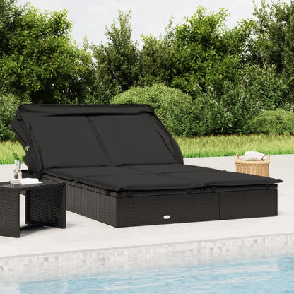 Ligbed 2-Persoons Met Dak 213X118X97 Cm Poly Rattan