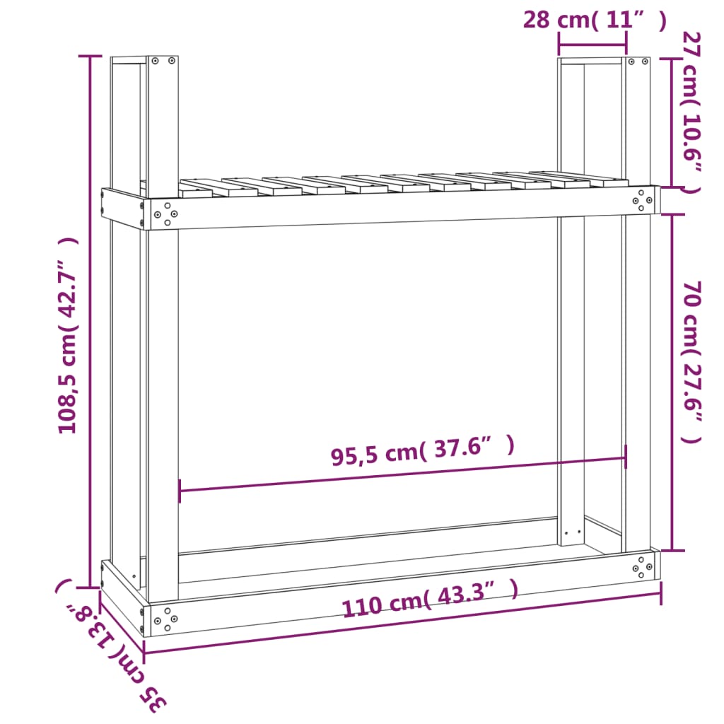 Haardhoutrek 110X35X108,5 Cm Massief Grenenhout Grijs