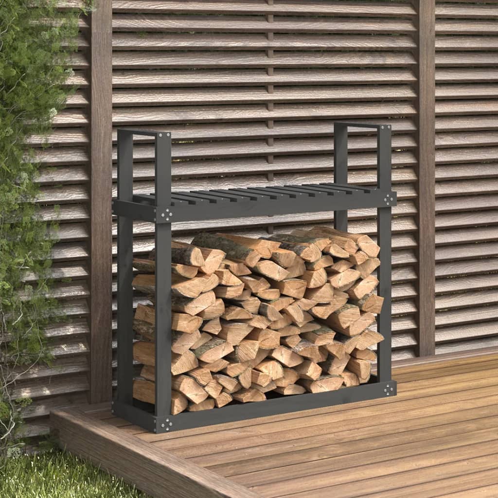 Haardhoutrek 110X35X108,5 Cm Massief Grenenhout Grijs