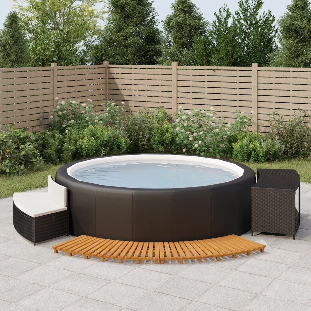 Hottub-Ombouw Poly Rattan Massief Acaciahout