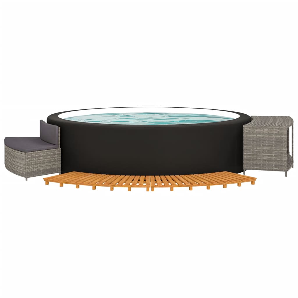 Hottub-Ombouw Poly Rattan Massief Acaciahout