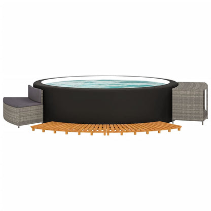 Hottub-Ombouw Poly Rattan Massief Acaciahout