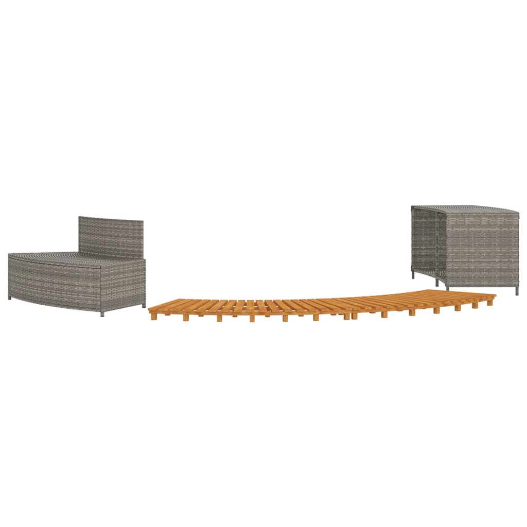 Hottub-Ombouw Poly Rattan Massief Acaciahout