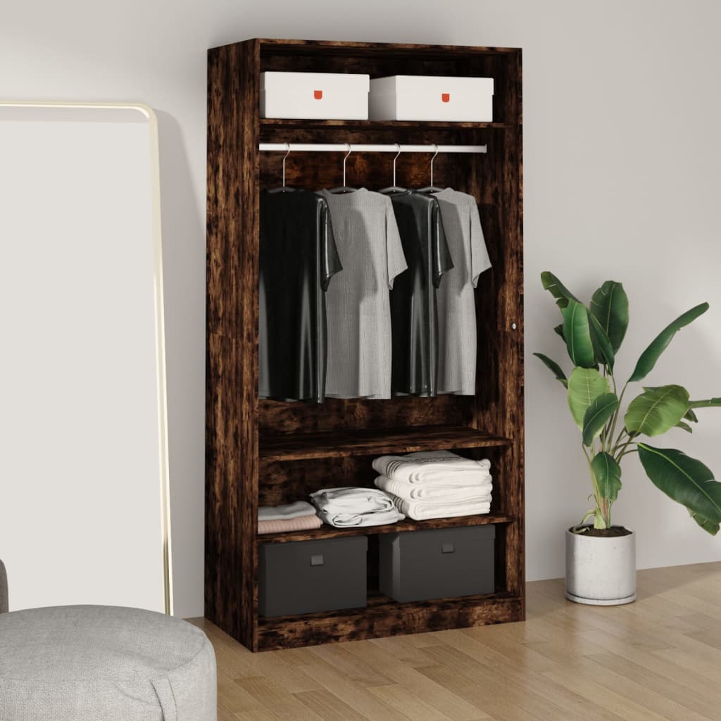 Kledingkast Bewerkt Hout Kleurig Gerookt Eiken
