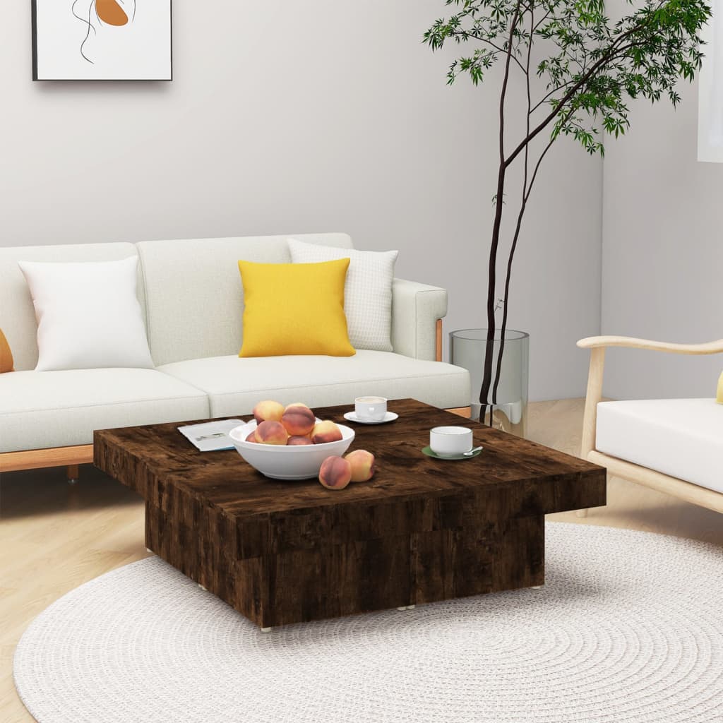 Salontafel 90X90X28 Cm Bewerkt Hout Kleurig