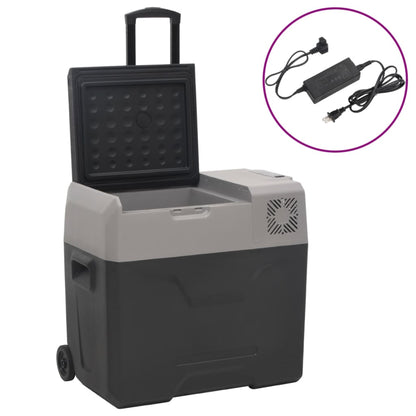 Koelbox Met Wielen En Adapter Polypropeen Zwart En Grijs
