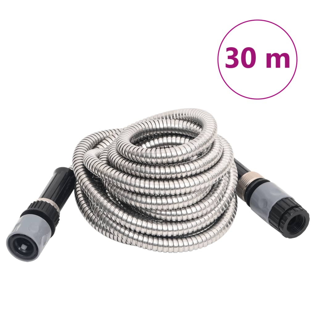 Tuinslang Met Sproeikop 0,6'' 22,5 M Roestvrij Staal Zilver
