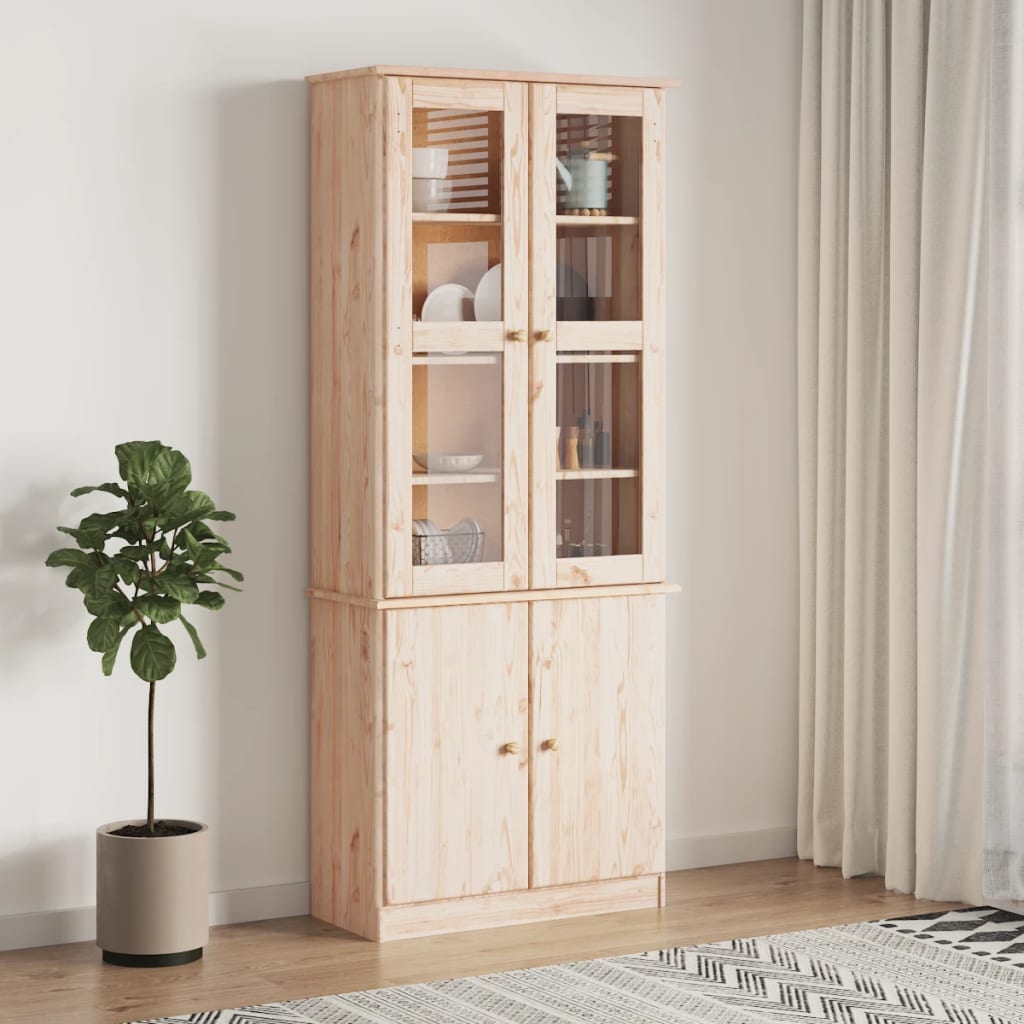 Vitrinekast Alta 77X35X186,5 Cm Massief Grenenhout