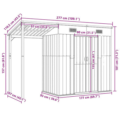 Tuinschuur Met Verlengd Dak 277X107X181 Cm Staal