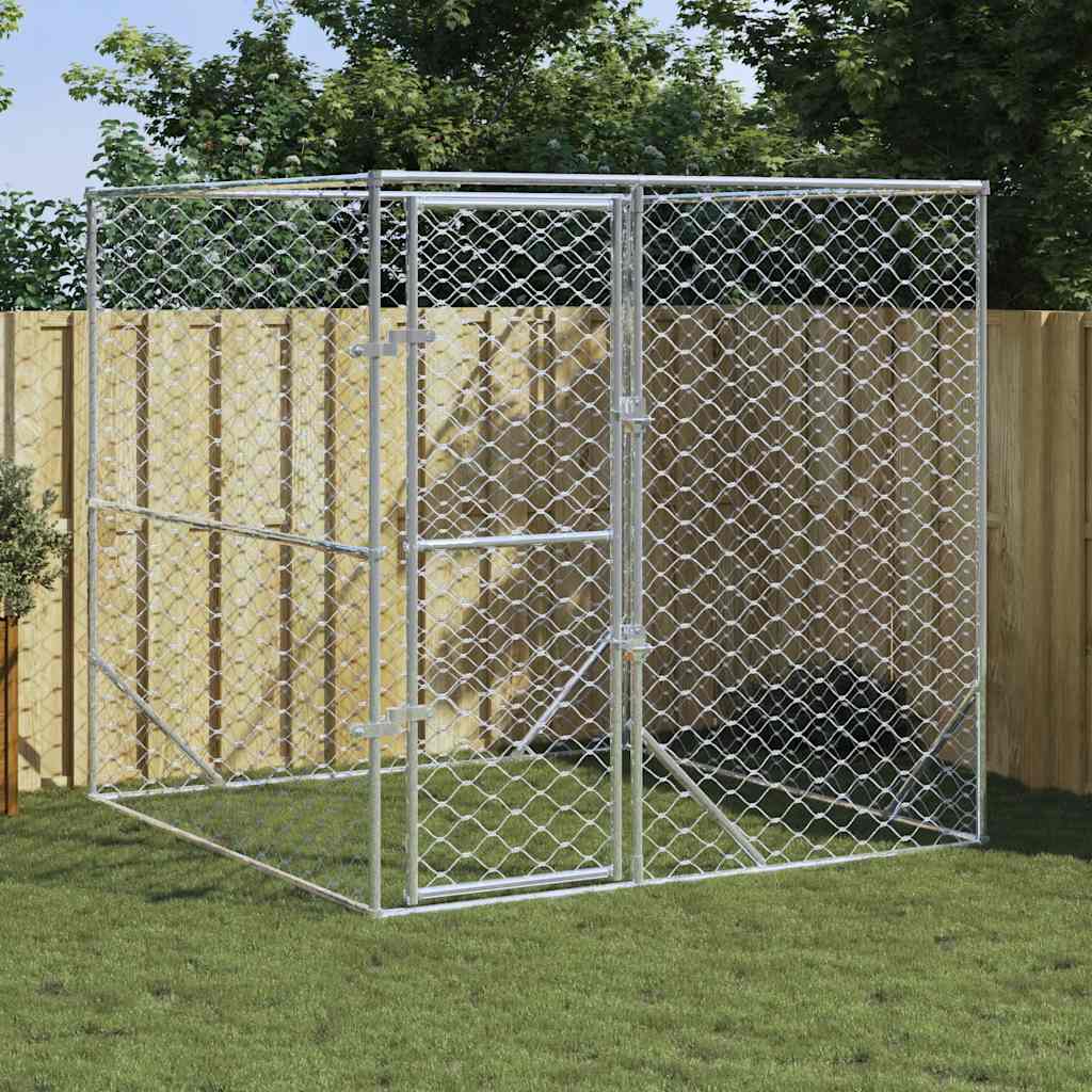 Hondenkennel Voor Buiten Gegalvaniseerd Staal Zilver