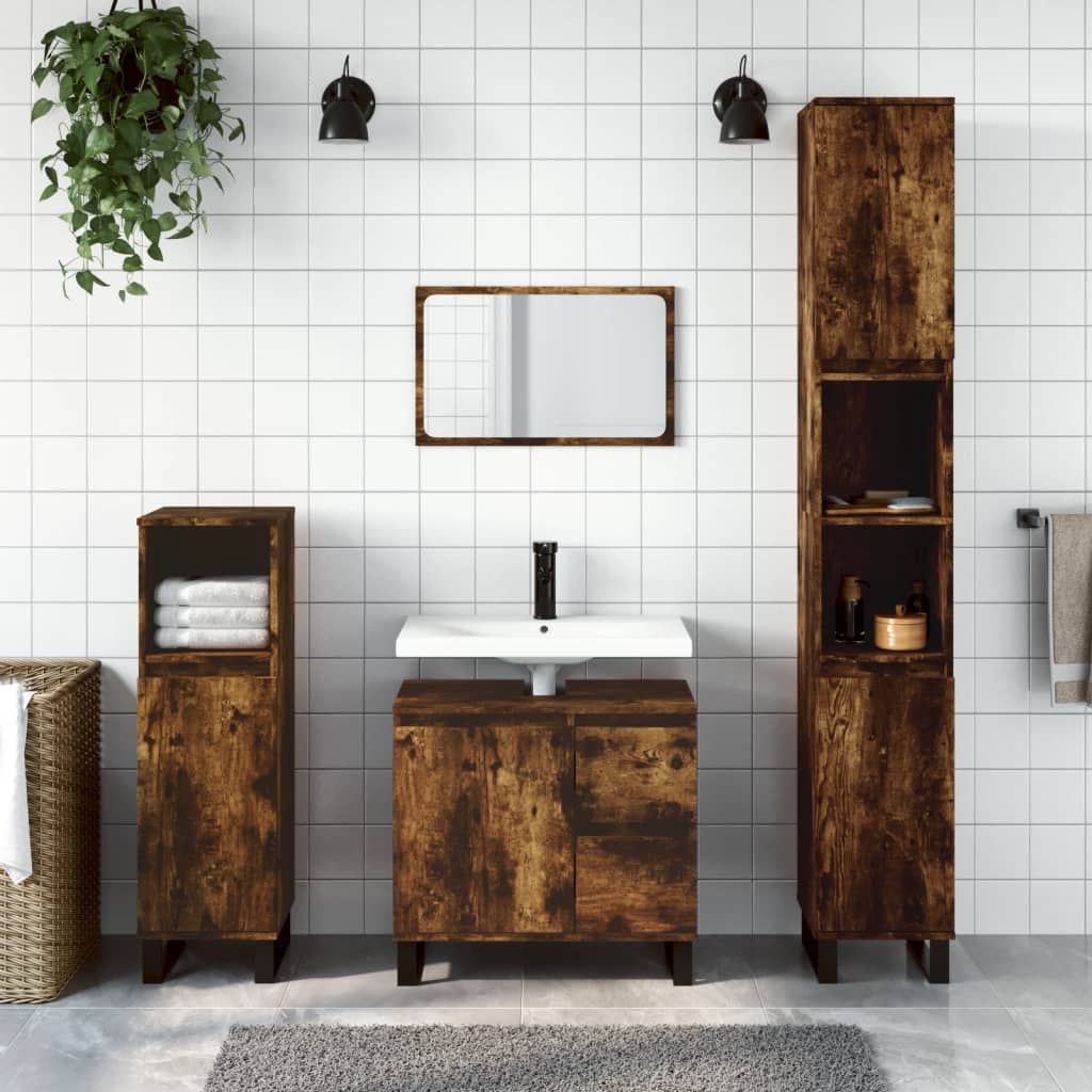 Badkamermeubelset Bewerkt Hout Kleurig
