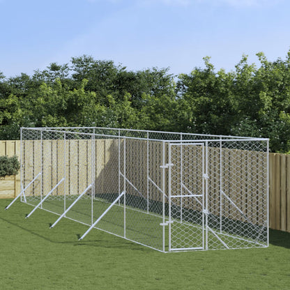 Hondenkennel Voor Buiten Gegalvaniseerd Staal Zilver