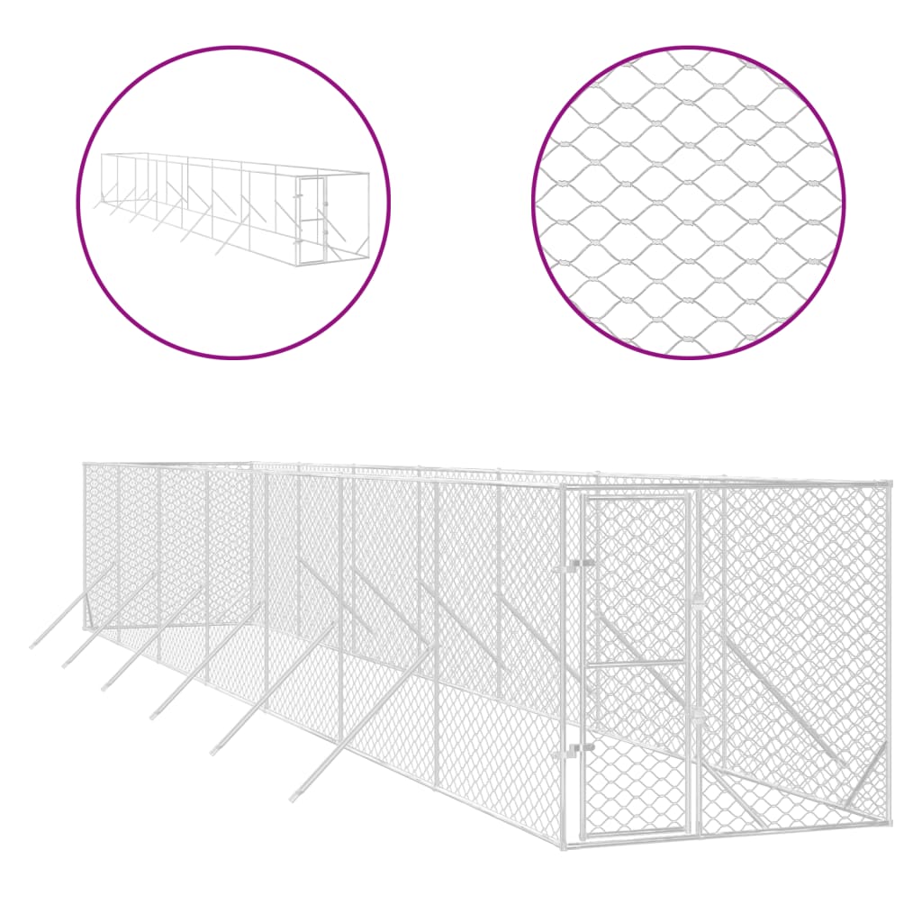 Hondenkennel Voor Buiten Gegalvaniseerd Staal Zilver