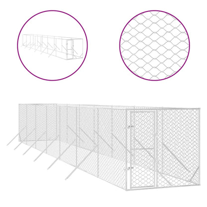 Hondenkennel Voor Buiten Gegalvaniseerd Staal Zilver