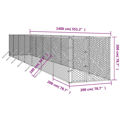 Hondenkennel Voor Buiten Gegalvaniseerd Staal Zilver
