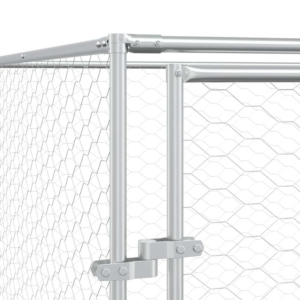 Hondenkennel Voor Buiten Gegalvaniseerd Staal Zilver