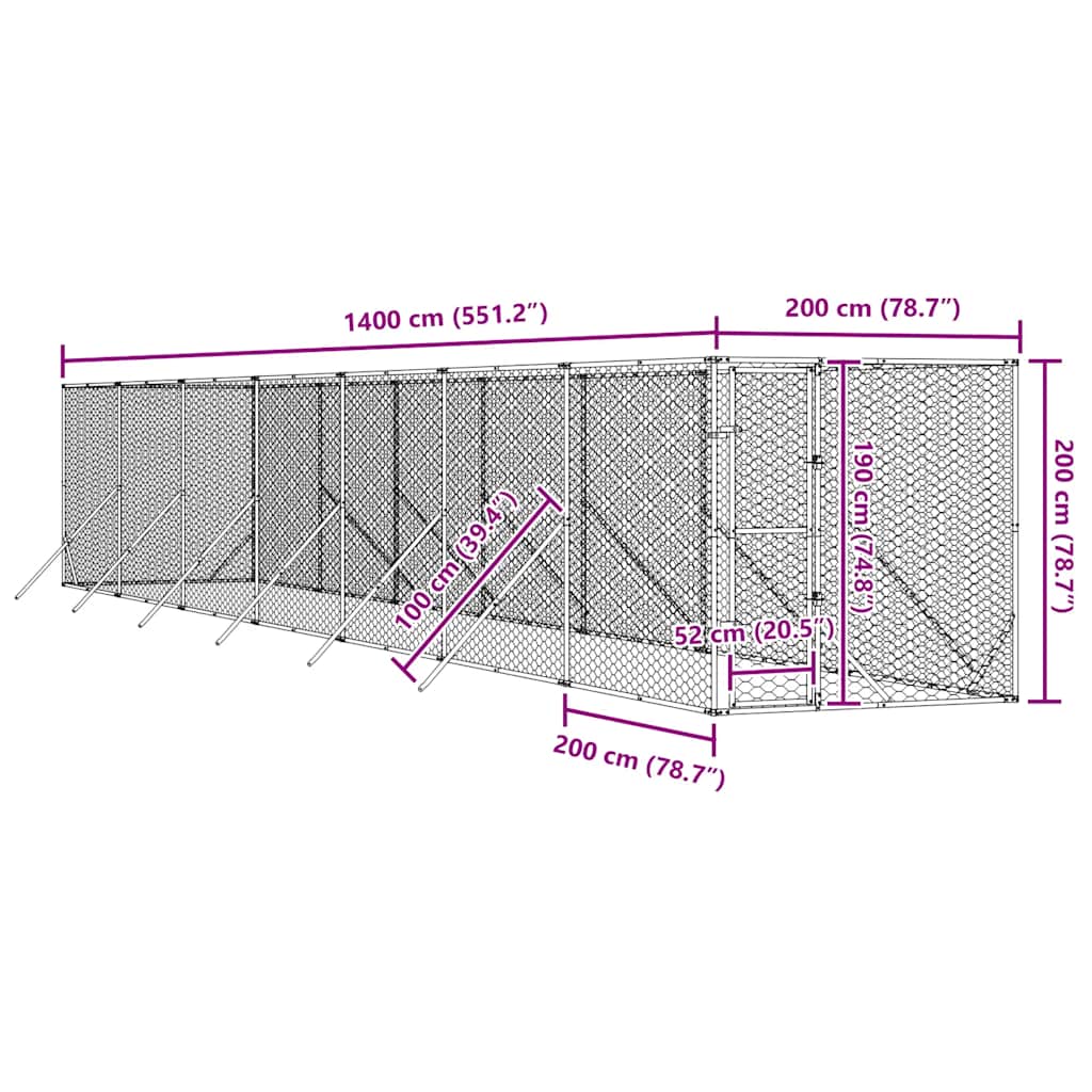 Hondenkennel Voor Buiten Gegalvaniseerd Staal Zilver