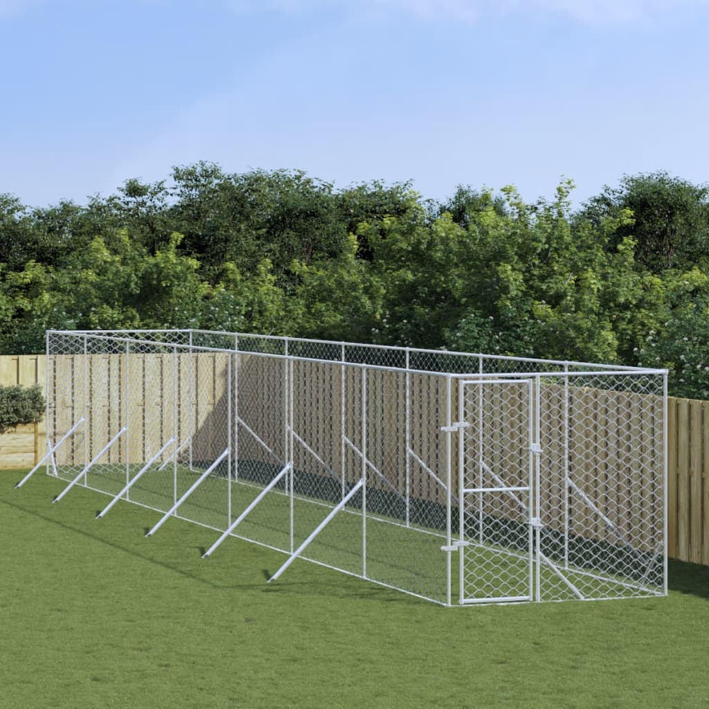 Hondenkennel Voor Buiten Gegalvaniseerd Staal Zilver