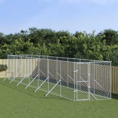 Hondenkennel Voor Buiten Gegalvaniseerd Staal Zilver