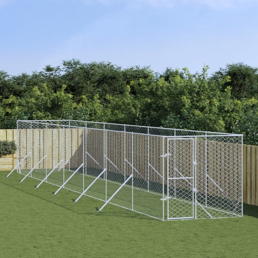 Hondenkennel Voor Buiten Gegalvaniseerd Staal Zilver