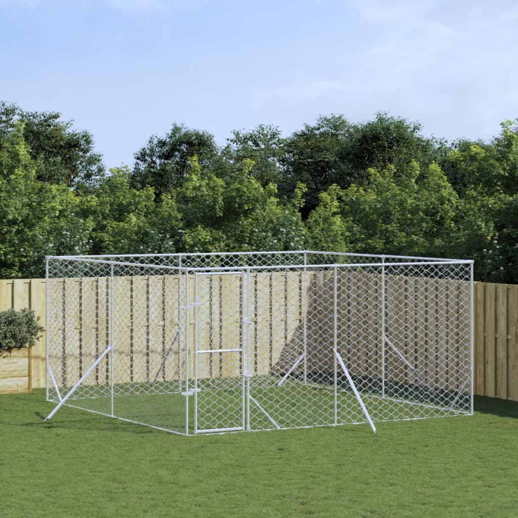 Hondenkennel Voor Buiten Gegalvaniseerd Staal Zilver