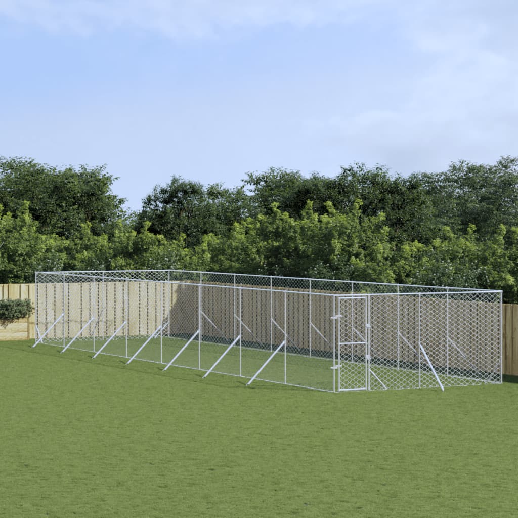 Hondenkennel Voor Buiten Gegalvaniseerd Staal Zilver
