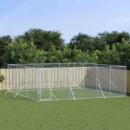 Hondenkennel Voor Buiten Gegalvaniseerd Staal Zilver