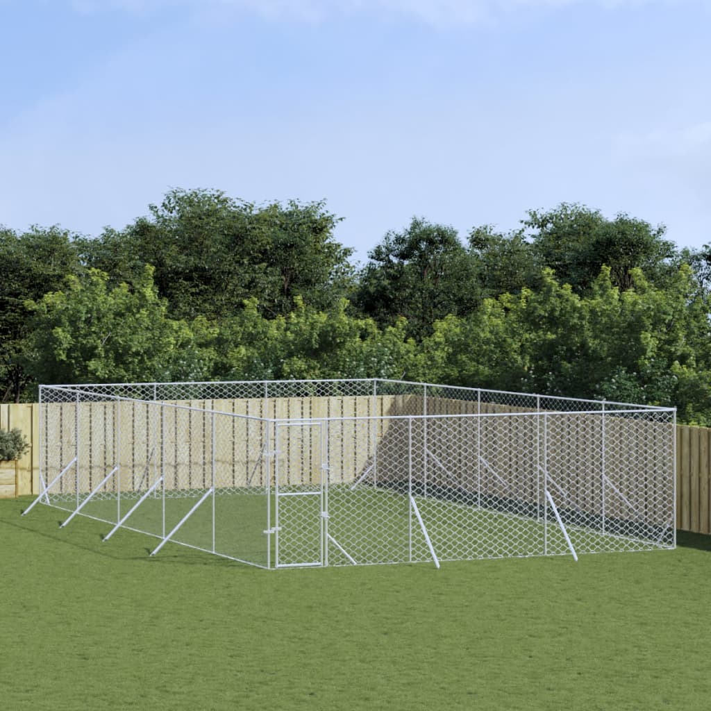 Hondenkennel Voor Buiten Gegalvaniseerd Staal Zilver